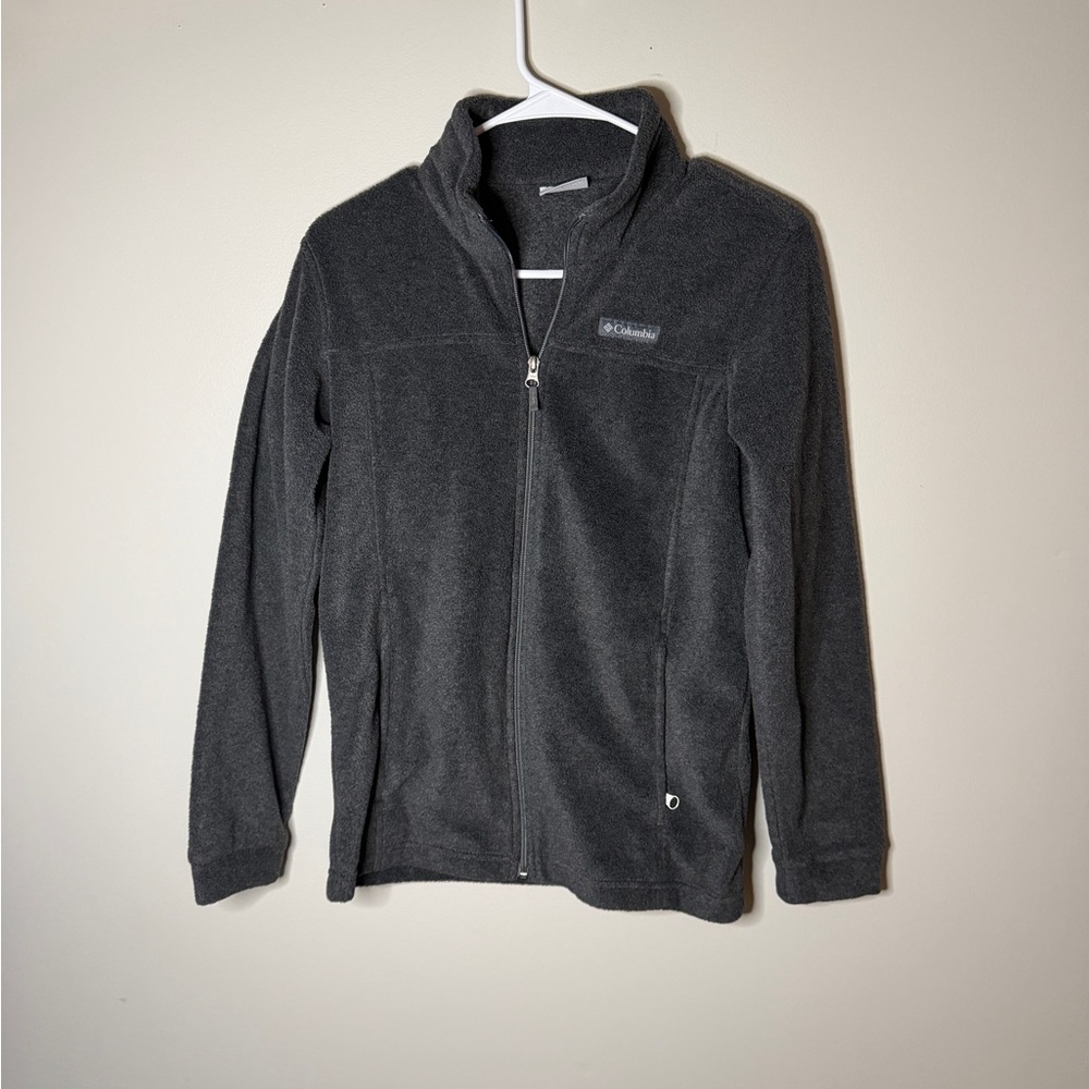Columbia boys large grey full zip fleece jacket outdoors warm